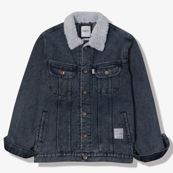 Dark Blue Denim Trucker Sherpa Jacket 