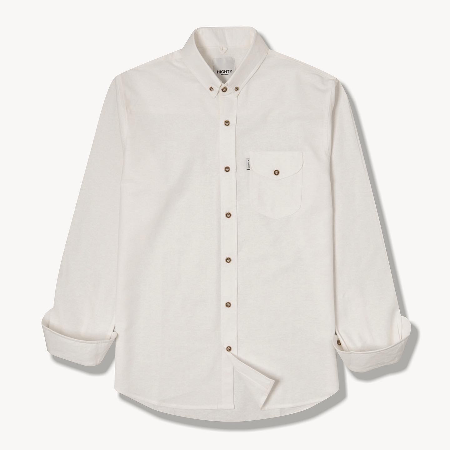 Off White Cotton Long Sleeve Shirt 