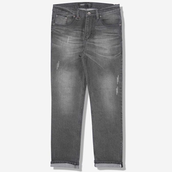 Dark Grey Washed Ripped Jeans Pants 