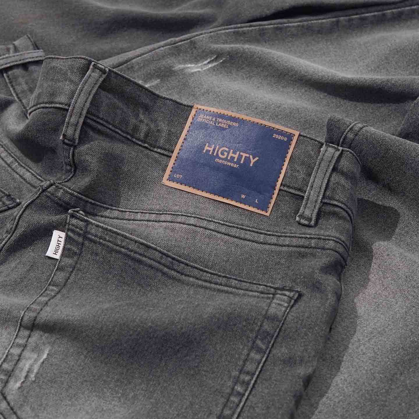Dark Grey Washed Ripped Jeans Pants 