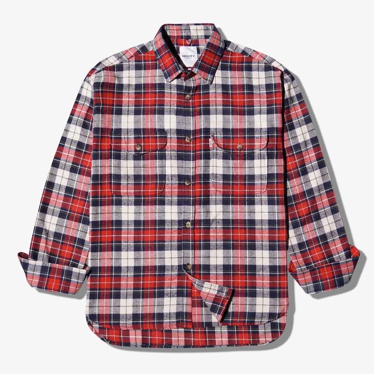 Red Navy Tartan Flannel Overshirt 