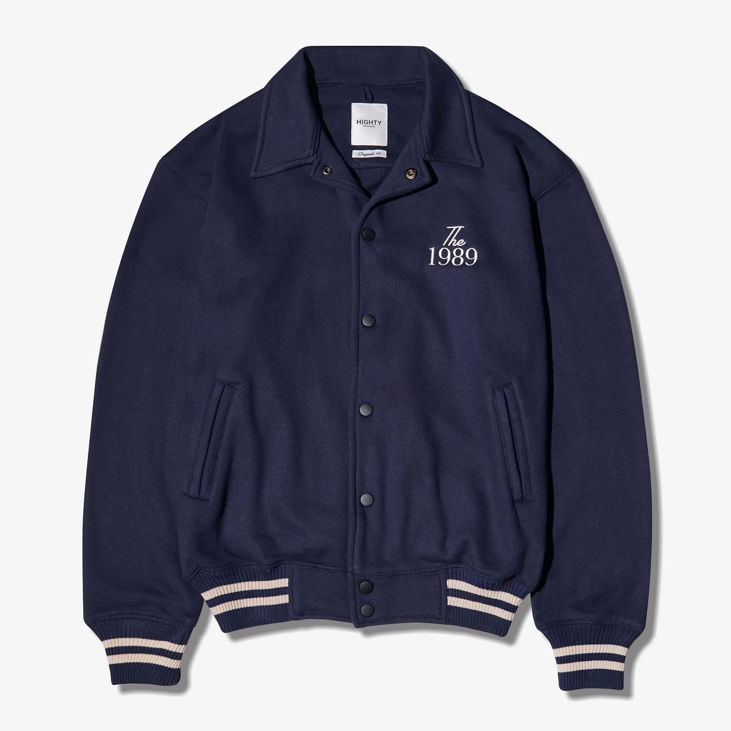Navy Fleece Varsity Jacket | HIGHTY 