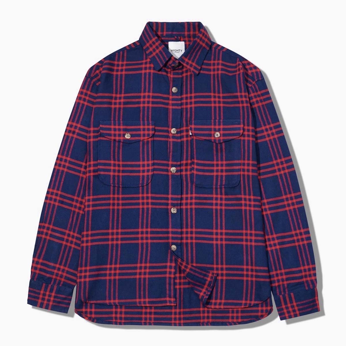 Navy-Red Plaid Flannel Overshirt 